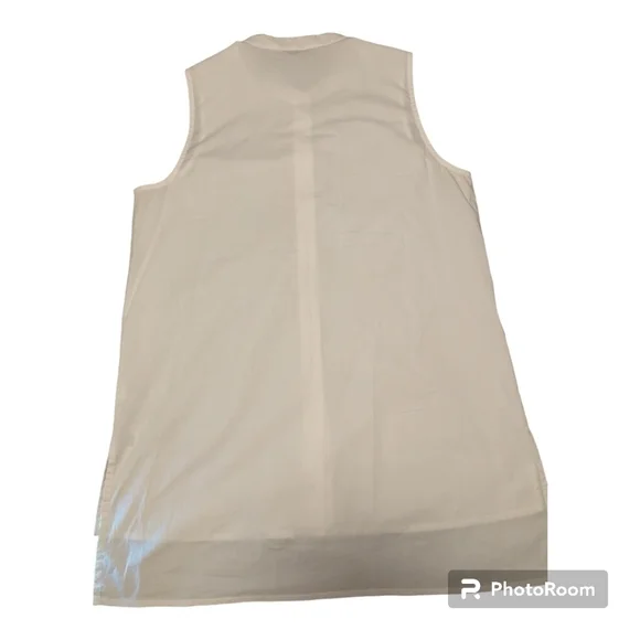 Eileen Fisher Mandarin Long Lawn Shirt Petite Small sp off White Cream Stretch - Picture 3 of 8